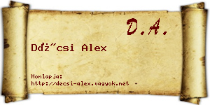 Décsi Alex névjegykártya